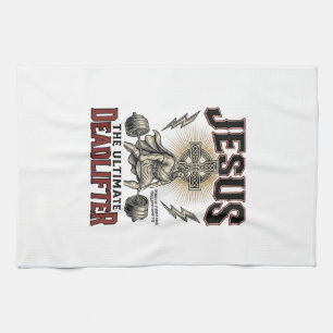 Jesus De Ultieme Deadlifter Vintage Christelijk T- Theedoek
