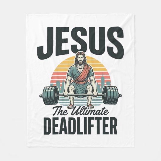 Jesus De Ultieme Deadlifter Vintage Fleece Deken (Voorkant)