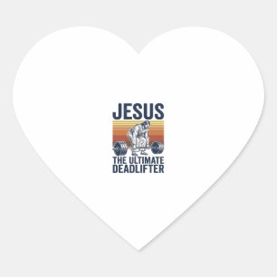 Jesus De Ultieme Deadlifter Vintage Gym T-shirt_1 Hart Sticker