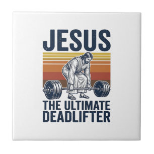 Jesus De Ultieme Deadlifter Vintage Gym T-shirt_1 Tegeltje
