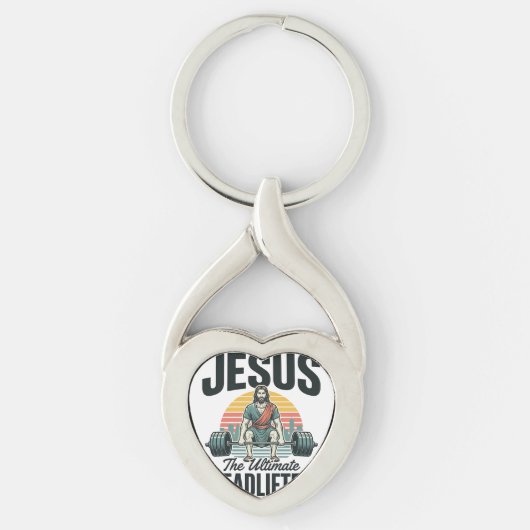 Jesus De Ultieme Deadlifter Vintage Sleutelhanger (Voorkant)