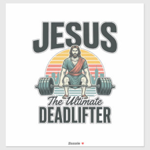 Jesus De Ultieme Deadlifter Vintage Sticker