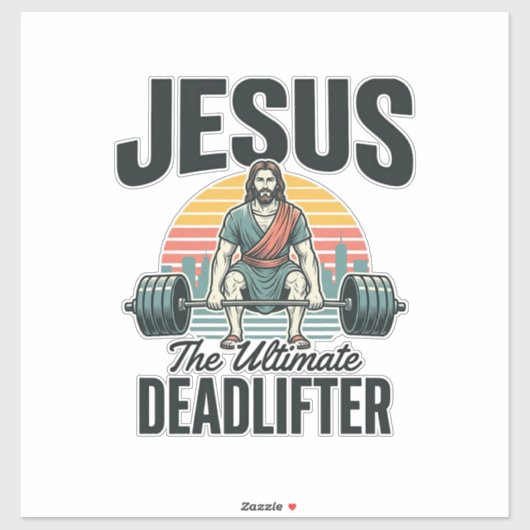 Jesus De Ultieme Deadlifter Vintage Sticker (Vel)