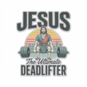 Jesus De Ultieme Deadlifter Vintage Sticker (Voorkant)