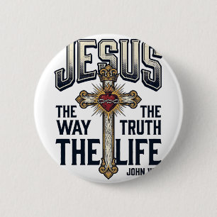 Jesus De Weg De Waarheid Het Leven Christelijk T-s Ronde Button 5,7 Cm