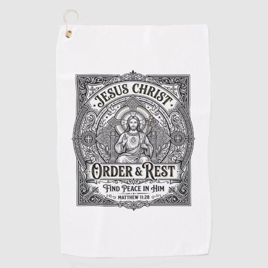Jesus Declutter Schoon Thuis T-shirt Christelijke Golfhanddoek (Voorkant)