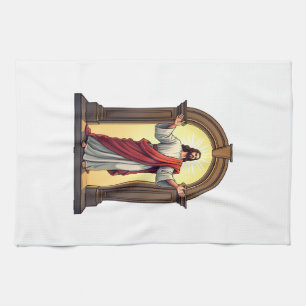 Jesus Deur Licht Vintage Gravure Shirt Theedoek