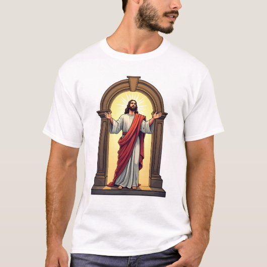 Jesus Deur Licht Vintage Gravure T-shirt (Voorkant)