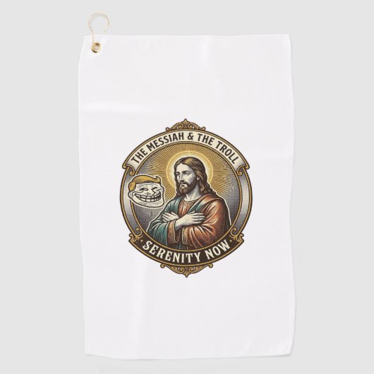 Jesus die armen over elkaar doet Internet Troll Fa Golfhanddoek (Voorkant)
