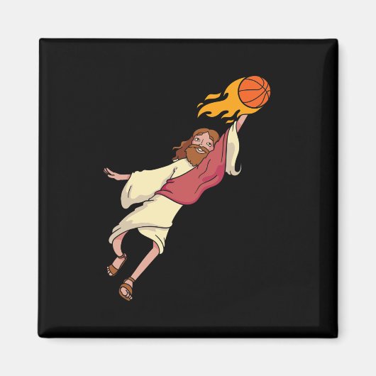Jesus die Basketball speelt Magneet (Voorkant)