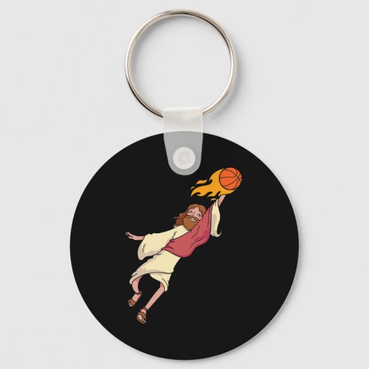 Jesus die Basketball speelt Sleutelhanger (Voorkant)
