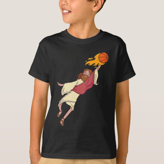 Jesus die Basketball speelt T-shirt (Voorkant)