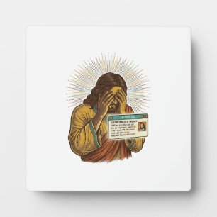 Jesus die zich geneert Tienjarige statusupdate hum Fotoplaat