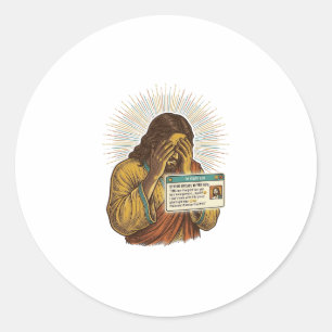 Jesus die zich geneert Tienjarige statusupdate hum Ronde Sticker