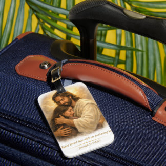 Jesus die zijn dochter omhelst – Eeuwige Liefde Po Bagagelabel
