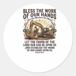 Jesus Dieselmachinist Zware Apparatuur T-shirt Gel Ronde Sticker
