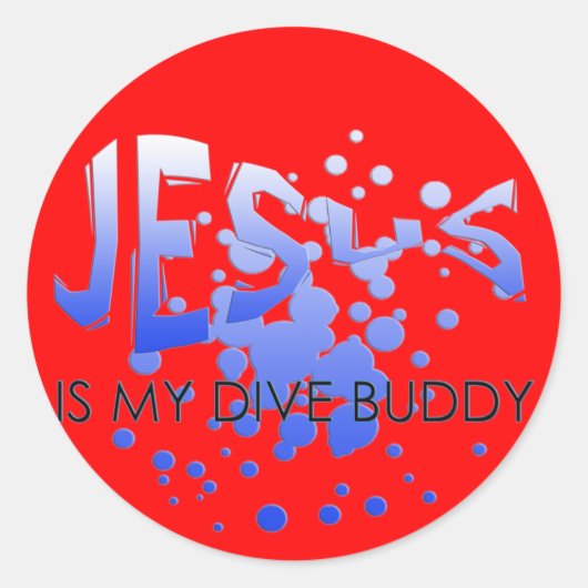 JESUS DIVE BUDDY RONDE STICKER (Voorkant)