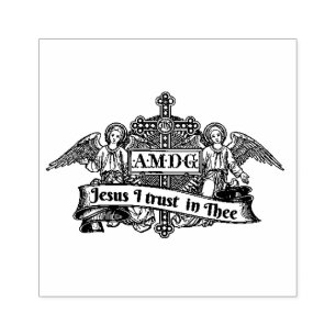Jesus Divine Mercy Angels Religieuze Lijn Kunst Rubberstempel