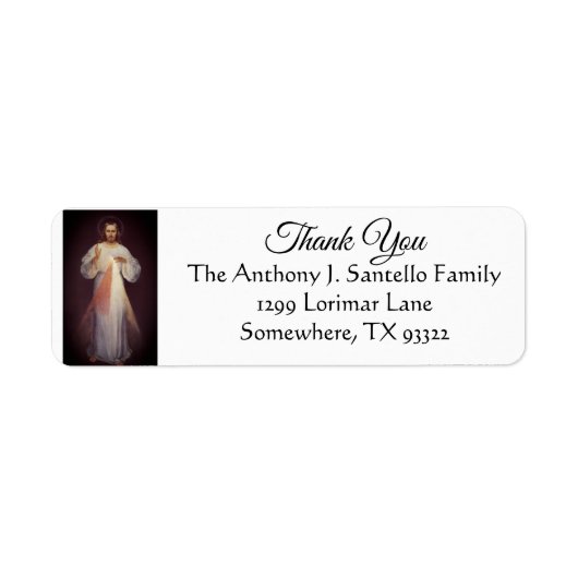 Jesus Divine Mercy bedankt Etiket (Voorkant)