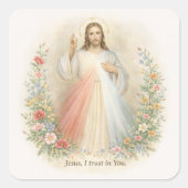 Jesus Divine Mercy First Holy Communion Vierkante Sticker (Voorkant)