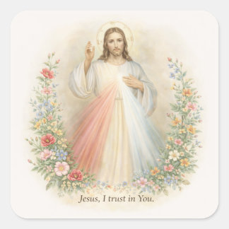 Jesus Divine Mercy First Holy Communion Vierkante Sticker