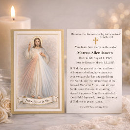 Jesus Divine Mercy Funeral Memorial Prayer Cards Visitekaartje