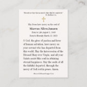 Jesus Divine Mercy Funeral Memorial Prayer Cards Visitekaartje (Achterkant)