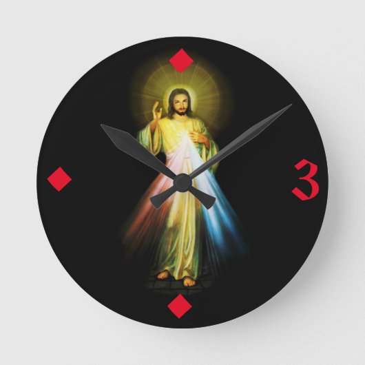 Jesus Divine Mercy Hour Clock Ronde Klok (Voorkant)