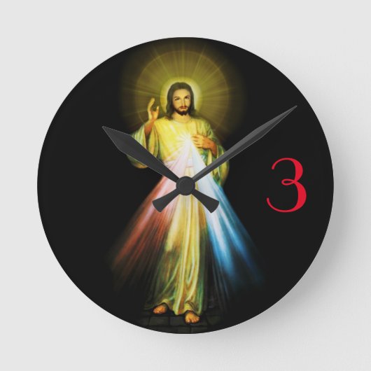 Jesus Divine Mercy Hour Clock Ronde Klok (Voorkant)