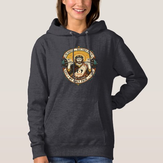 Jesus Dode Koptelefoon Mid Set Stille Workout Gym Hoodie (Voorkant)