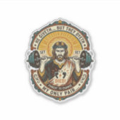 Jesus Dode Koptelefoon Mid Set Stille Workout Gym Sticker (Voorkant)