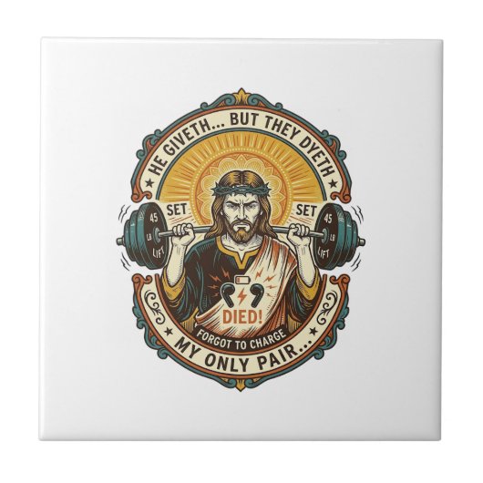 Jesus Dode Koptelefoon Mid Set Stille Workout Gym Tegeltje (Voorkant)
