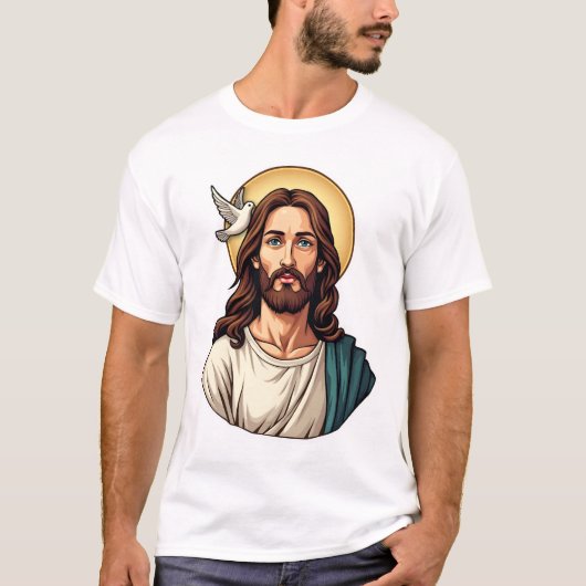 Jesus Duif Halo Vintage Gravure Shirt 2 (Voorkant)