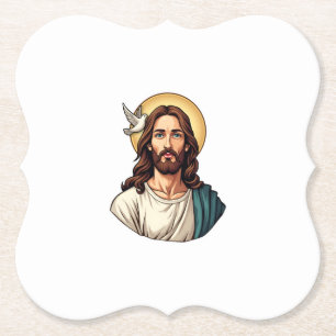 Jesus Duif Halo Vintage Gravure Shirt 2 Kartonnen Onderzetters