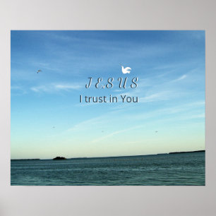 Jesus & Duif in een Rustige Lucht Scène Poster