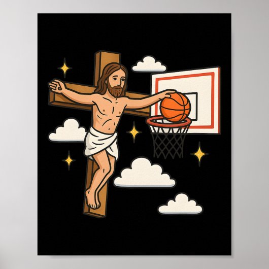 Jesus Dunk Grappig Christelijke Religie Jezus Spee Poster (Voorkant)