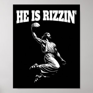 Jesus Dunking Meme Heaven Basketball Dunk Hij is R Poster