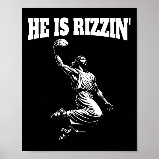 Jesus Dunking Meme Heaven Basketball Dunk Hij is R Poster (Voorkant)