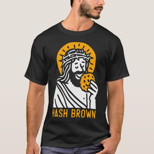 Jesus Eating Hash Browns - Christelijke religie T-shirt (Voorkant)