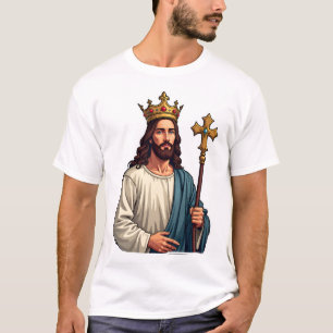 Jesus Eeuwige Koning Vintage Gravure T-shirt