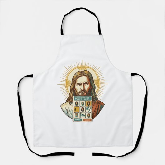 Jesus Eindeloze Captcha Verificatie Verkeerslichte Schort (Voorkant)