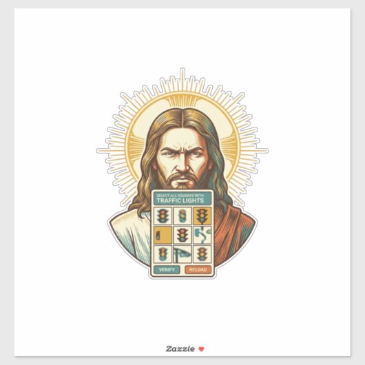 Jesus Eindeloze Captcha Verificatie Verkeerslichte Sticker (Vel)