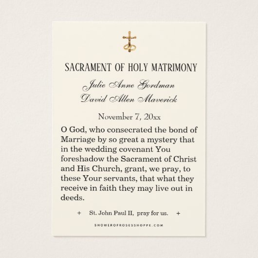 Jesus Elegant Gold Wedding Favor Kaart (Achterkant)