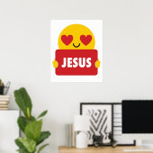 Jesus Emoji Heart Eye Shirt TShirt T-shirt Poster (Thuiskantoor)