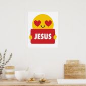 Jesus Emoji Heart Eye Shirt TShirt T-shirt Poster (Keuken)