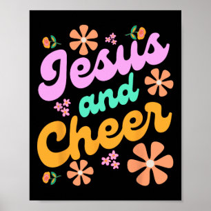 Jesus en Cheer Cheerleading Coach Grappig Groovy Y Poster