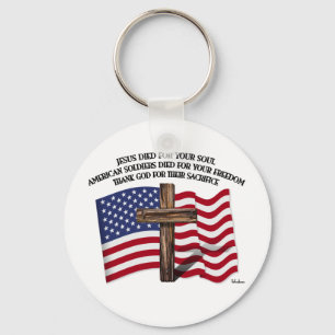 Jesus en de Amerikaanse Militairen de ruwe dwarsV. Sleutelhanger