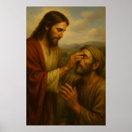 Jesus en de blinde man™ LDS-muurkunstposter Poster
