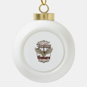 Jesus en Gitaren Vintage Christelijke Gitaar Keramische Bal Ornament