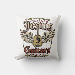 Jesus en Gitaren Vintage Christelijke Gitaar Kussen
